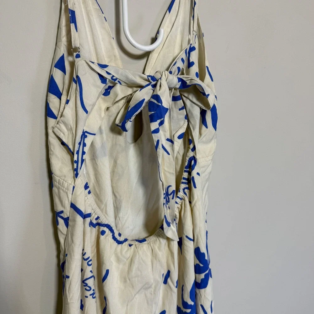 NWT Paper Heart Anthropologie Day Drinks Maxi Dress Womens Medium Blue White SEE - Picture 4 of 10